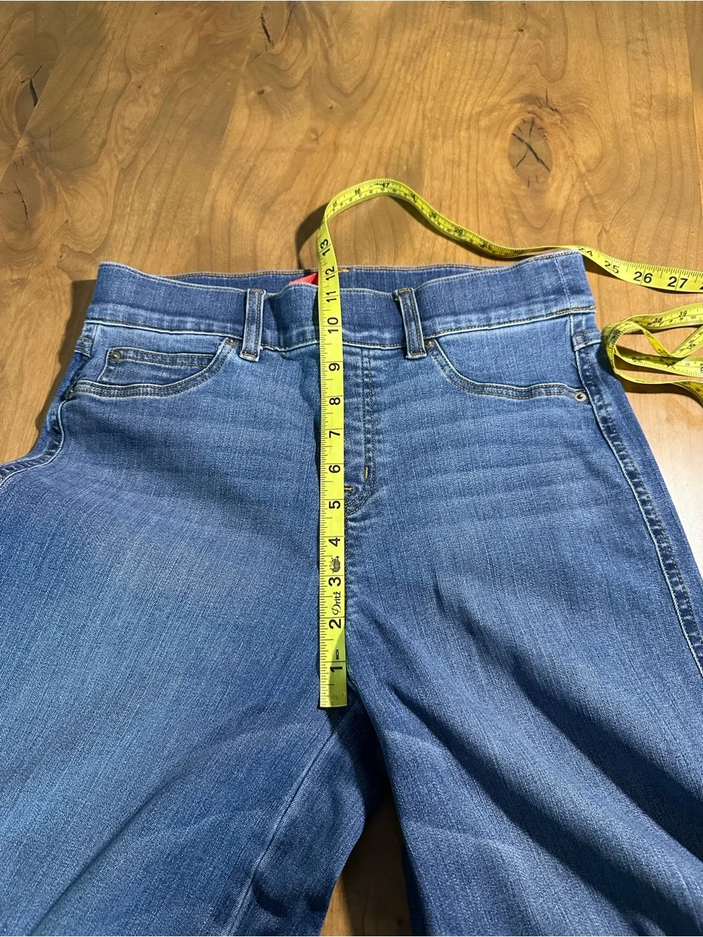 SPANX Petite Wide Leg Jeans Medium Wash High Rise Pull On Pants M - Picture 5 of 10